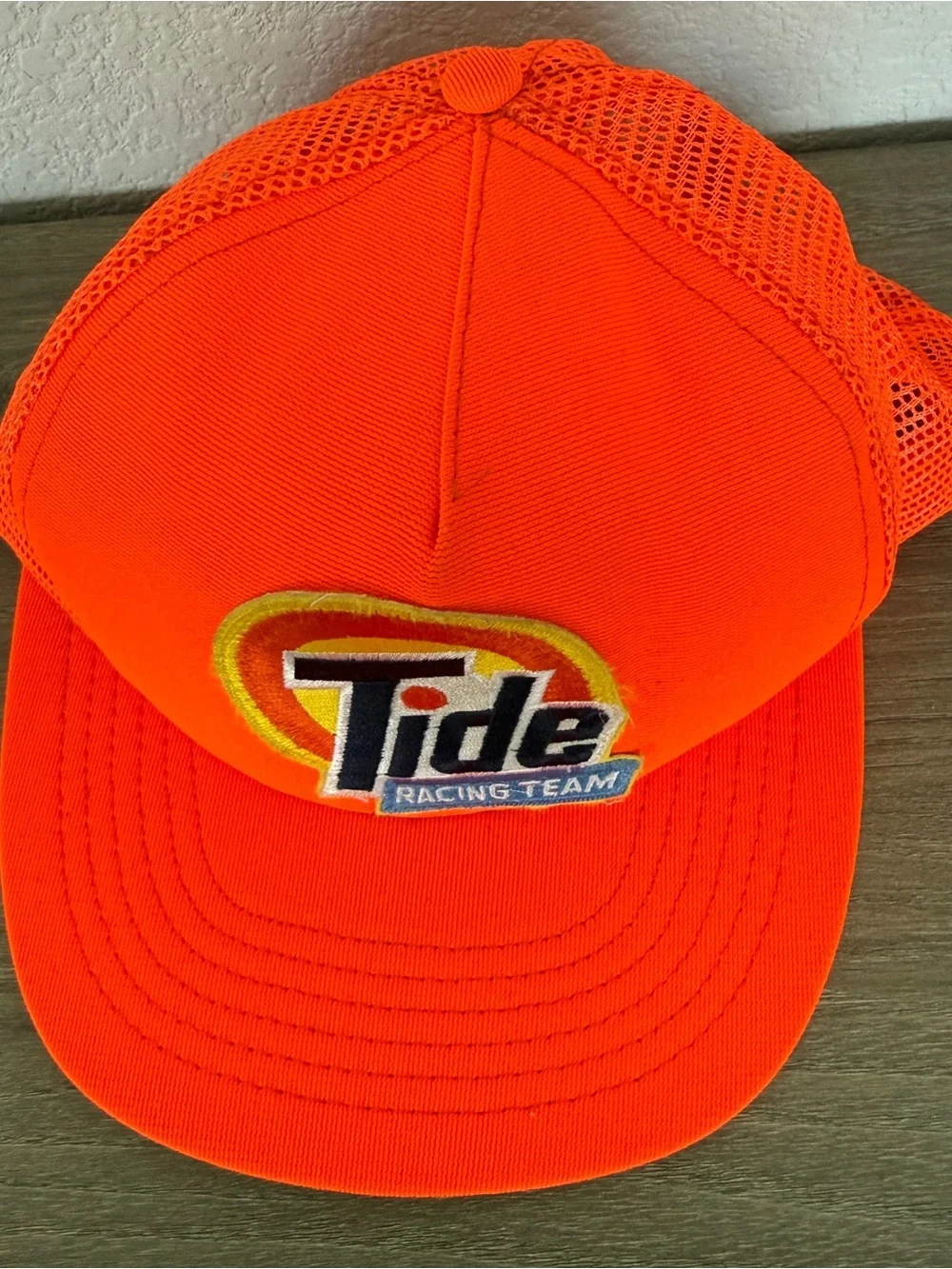 Tide Racing Team Patch Vintage Snapback Trucker Hat Cap Mesh Orange 90s USA Made